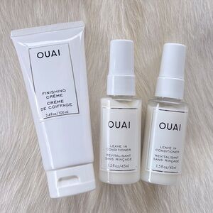 NEW OUAI Finishing Cream and 2 travel size Leave in conditioner hair bundle